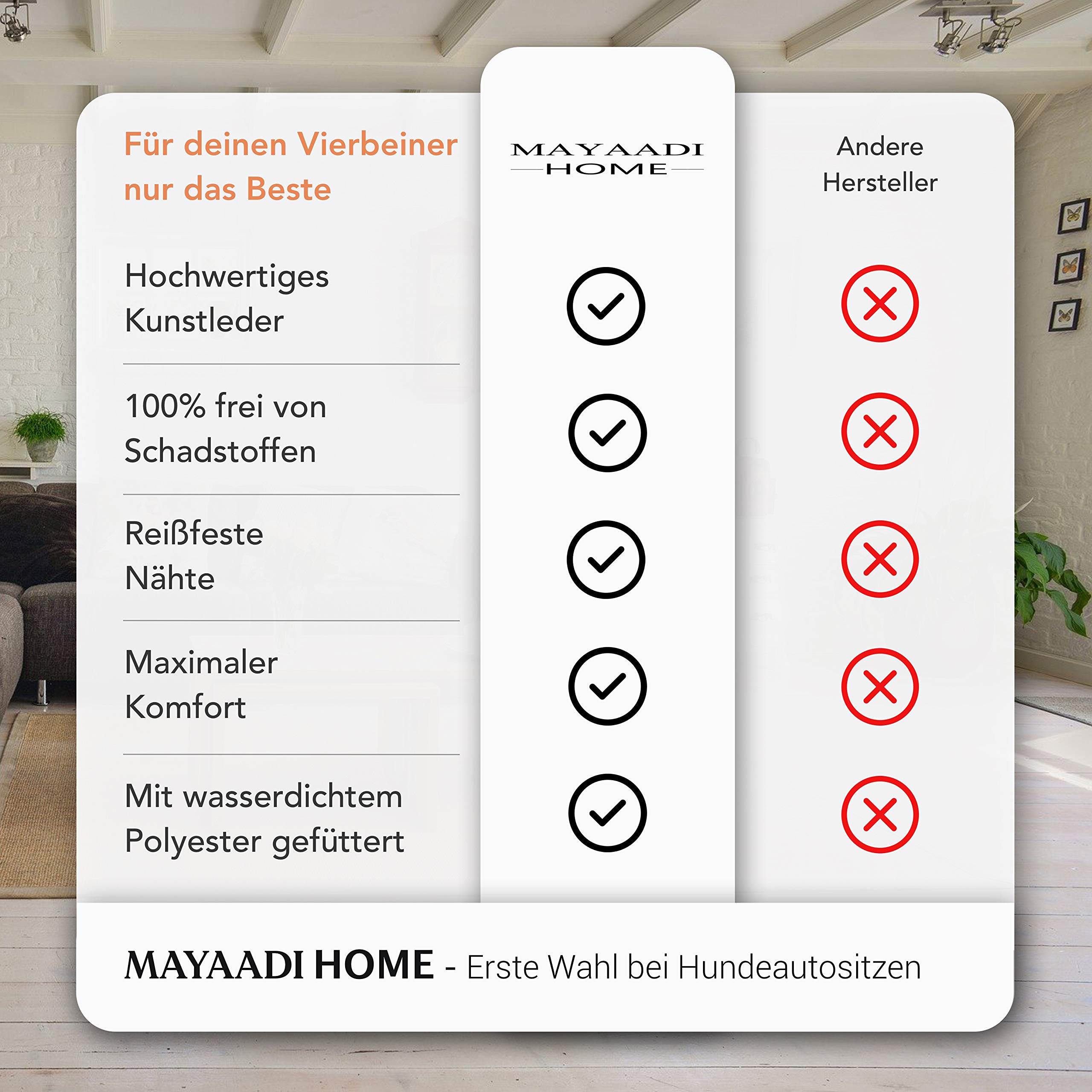 Mayaadi-Home Dog Car Seat, Faux Leather, Dog Chair, Dog Bed, Car Basket, Dog Basket, Transport Cage Car Seat, Quilted For Rear Seat, Front Seat (M (50 * 45 * 24cm), Black