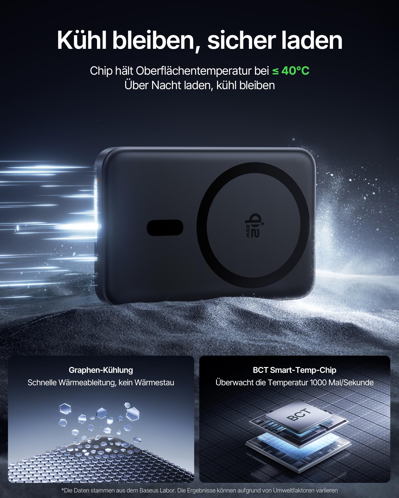 Baseus EnerFill FM21 Qi2.2 25W Magsafe Powerbank, 10000mAh Power Bank Magnetische, PD USB C 45W Schnellladung, Externer Akku Magnetic für iPhone 17 16 15 Pro Max