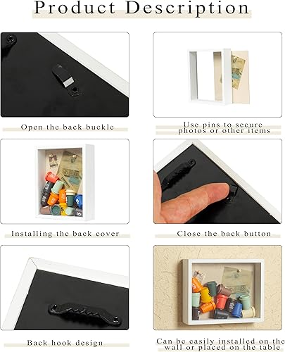 Miniatura 6 de Marco de caja de sombra de 8 x 10 pulgadas, vitrina con parte posterior de lino de premios de flores, fotos, recuerdos, ramo, medallas y más fotos,