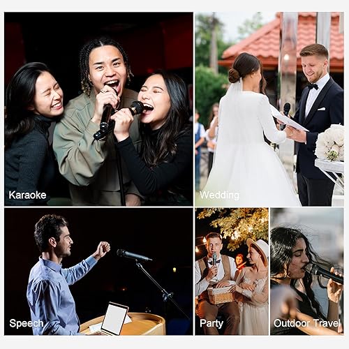 Miniatura 7 de Micrófono inalámbrico Platinum, UHF de mano dinámico multiusos micrófono con control de volumen y receptor recargable, micrófono de karaoke para