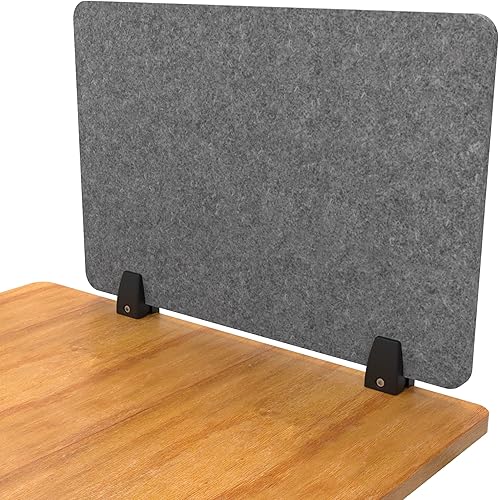 ReFocus - Divisor acústico de escritorio sin procesar, panel de privacidad PET que reduce el ruido para oficinas, pantalla de escritorio con Gris