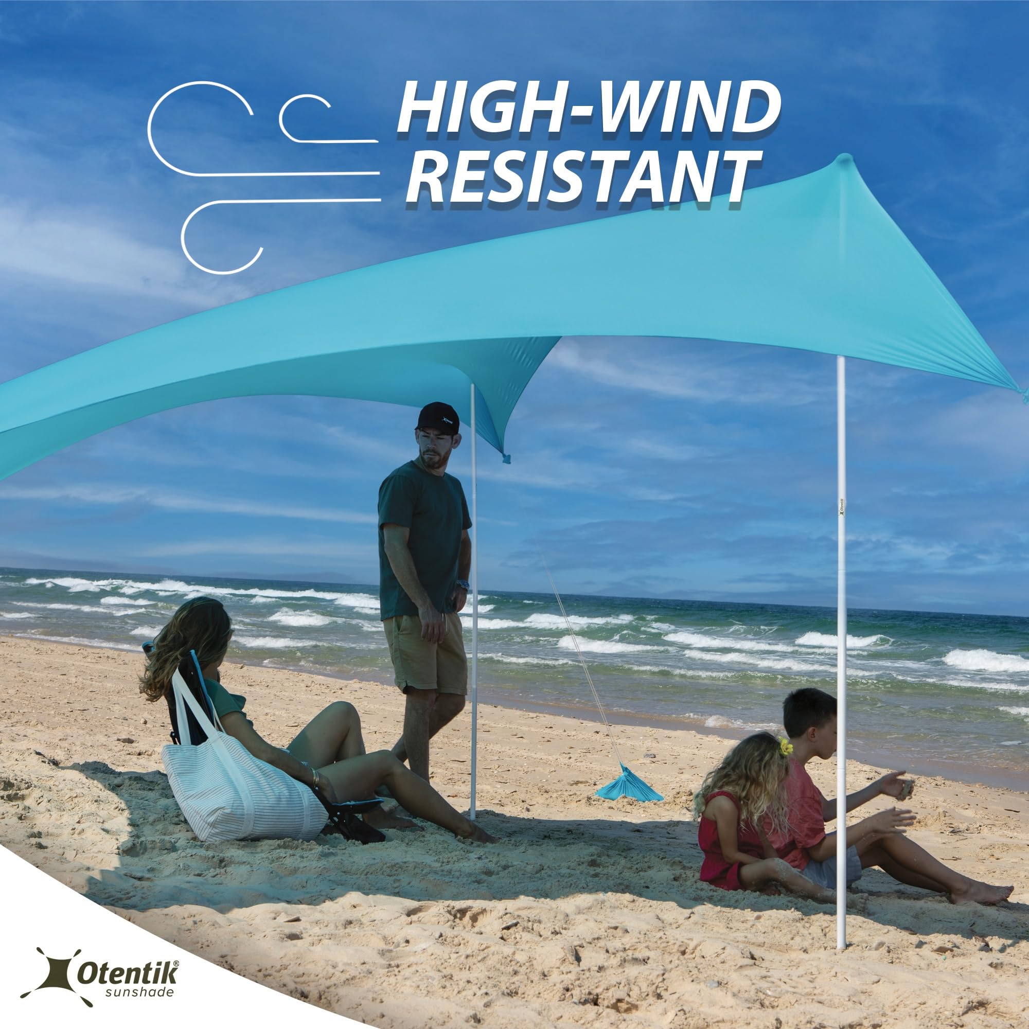 Otentik Strand-Sonnenschutz - mit Sandsackankern - (XL 2,7 x 2,7 m