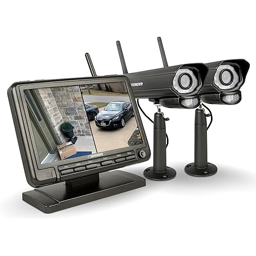 Defender PHOENIXM2 Non-WiFi Plug-in Power Security Cameras- for Home & Business Surveillance Indoor & Outdoor Bullet Cameras with 7 Inch LCD Display Monitor (2 Cameras)