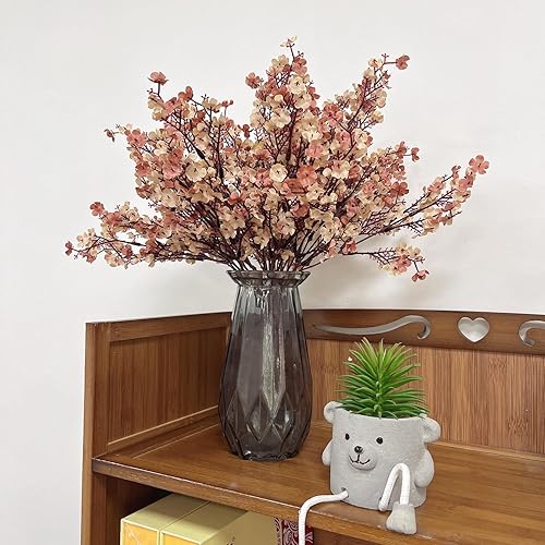 Miniatura 5 de Flores artificiales de aliento de bebé, 10 flores de seda sintética a granel, plantas falsas europeas, ramo de bricolaje de tacto real, flores