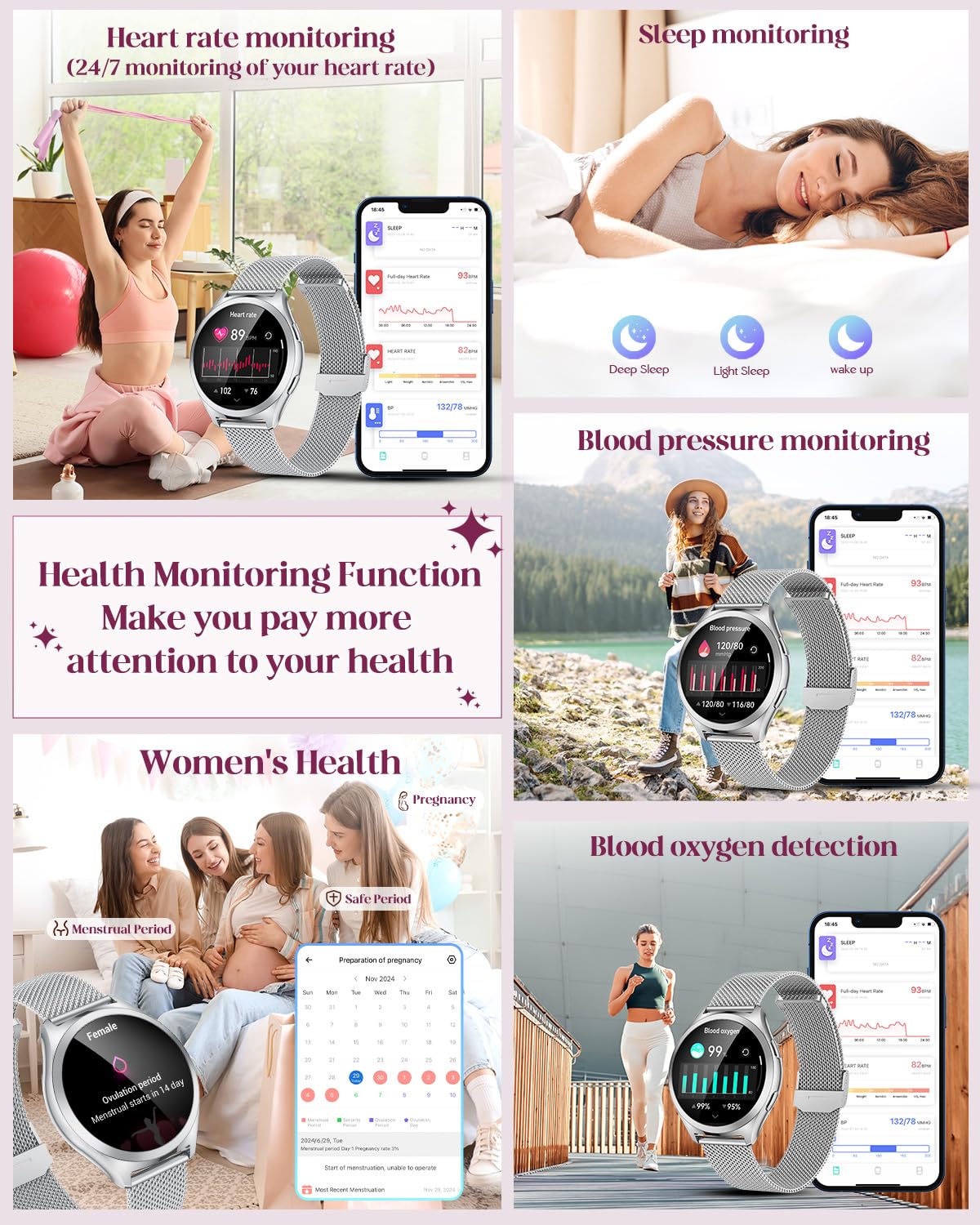 Smartwatch Donna Orologio con Chiamate Bluetooth: 1.27" Orologio Intelligente 100 Modalità Sportivo Smart Watch con Assistente Vocale Fitness Tracker IP68 Impermeabile Contapassi Polso per Android iOS