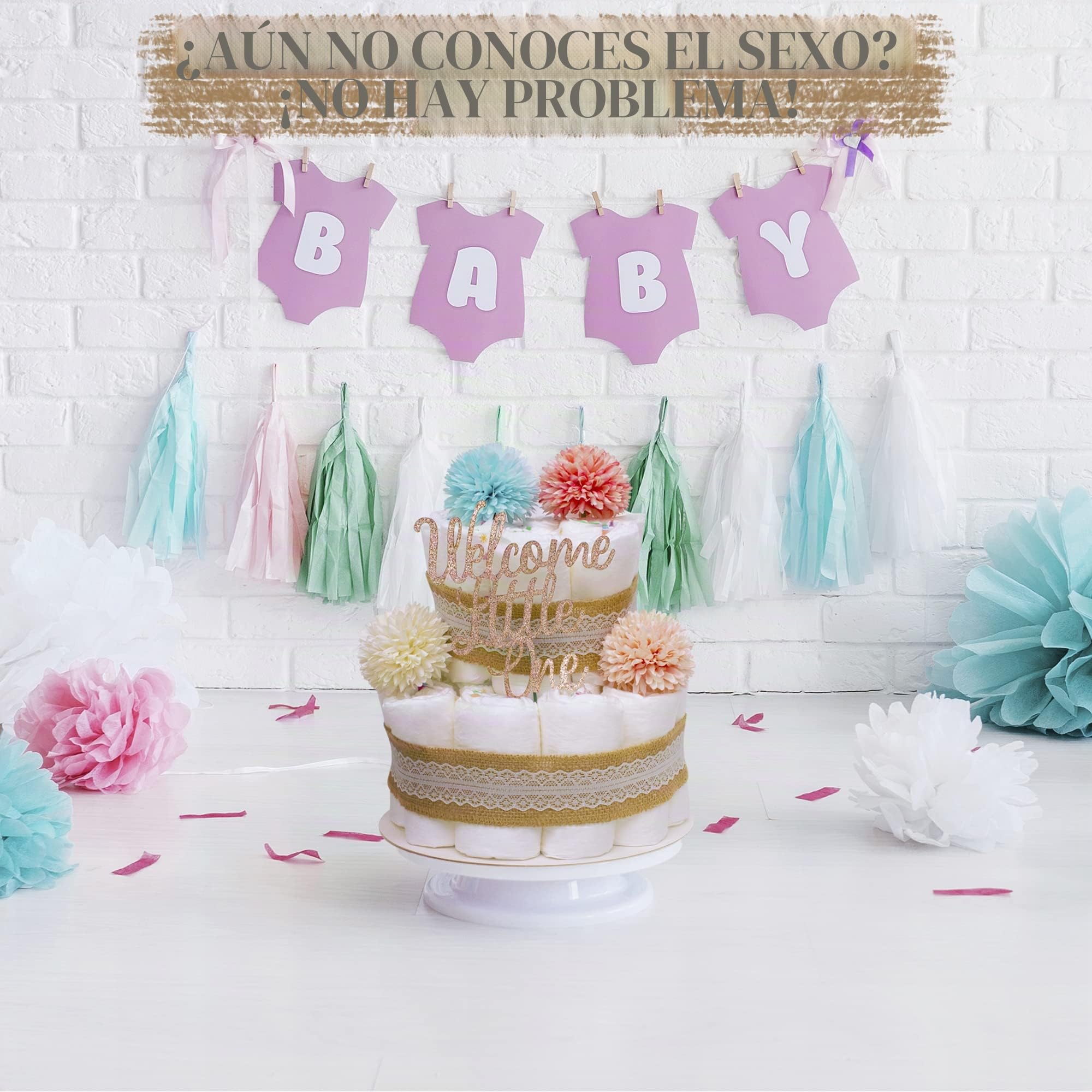 MilaBoo® Pastel de pañales vintage para niño, de estilo boho, para nacimiento o bautizo