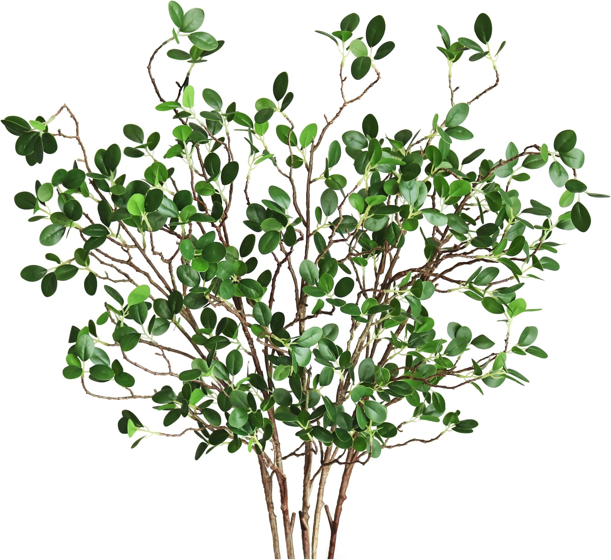 Htmeing Artificial Eucalyptus Green Branches with Leaves Faux Long Stems Fake Greenery Plants Ficus Twigs for Home Office Shop Farmhouse Decoration 110cm/43 (5 PCS)