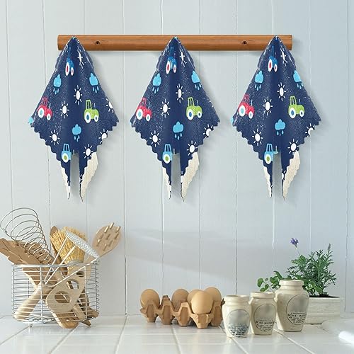 Miniatura 5 de FRODOTGV Cars Tractors Blue Cotton Decor Kitchen Towel Microfiber Absorbent Set of 6 Cooking Towels for Bathroom Oven