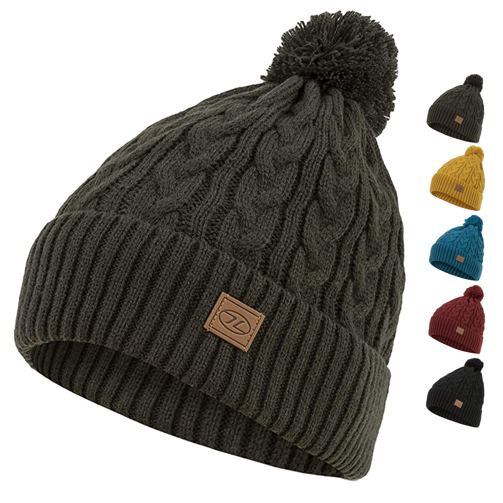 Highlander Men's Olive Green Beira Lined Bobble Hat (Olive Green)