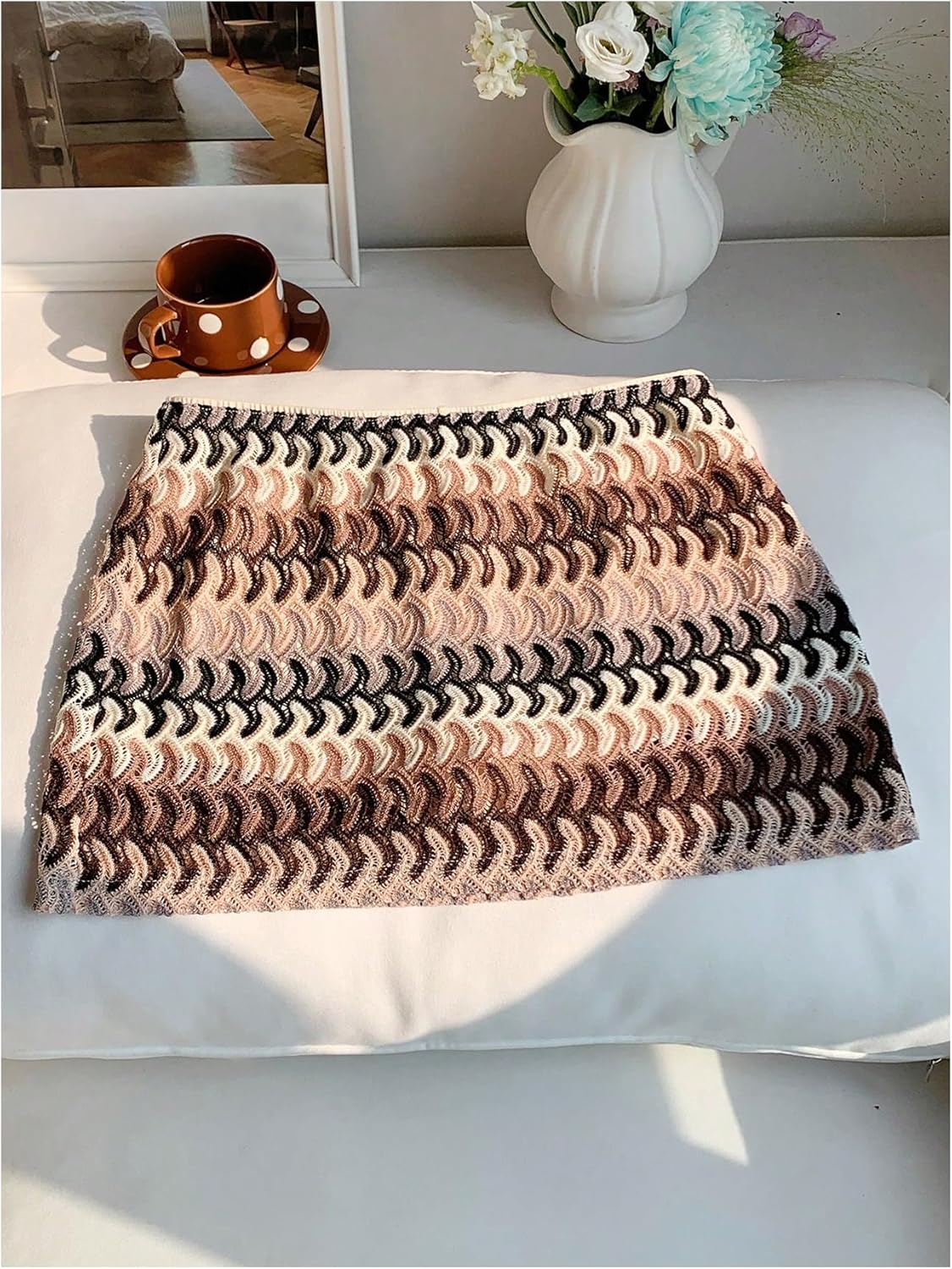 Milumia Women's Boho Crochet Knit Mini Skirt Summer Beach Vacation Short Cover Up Skirts - Image 4