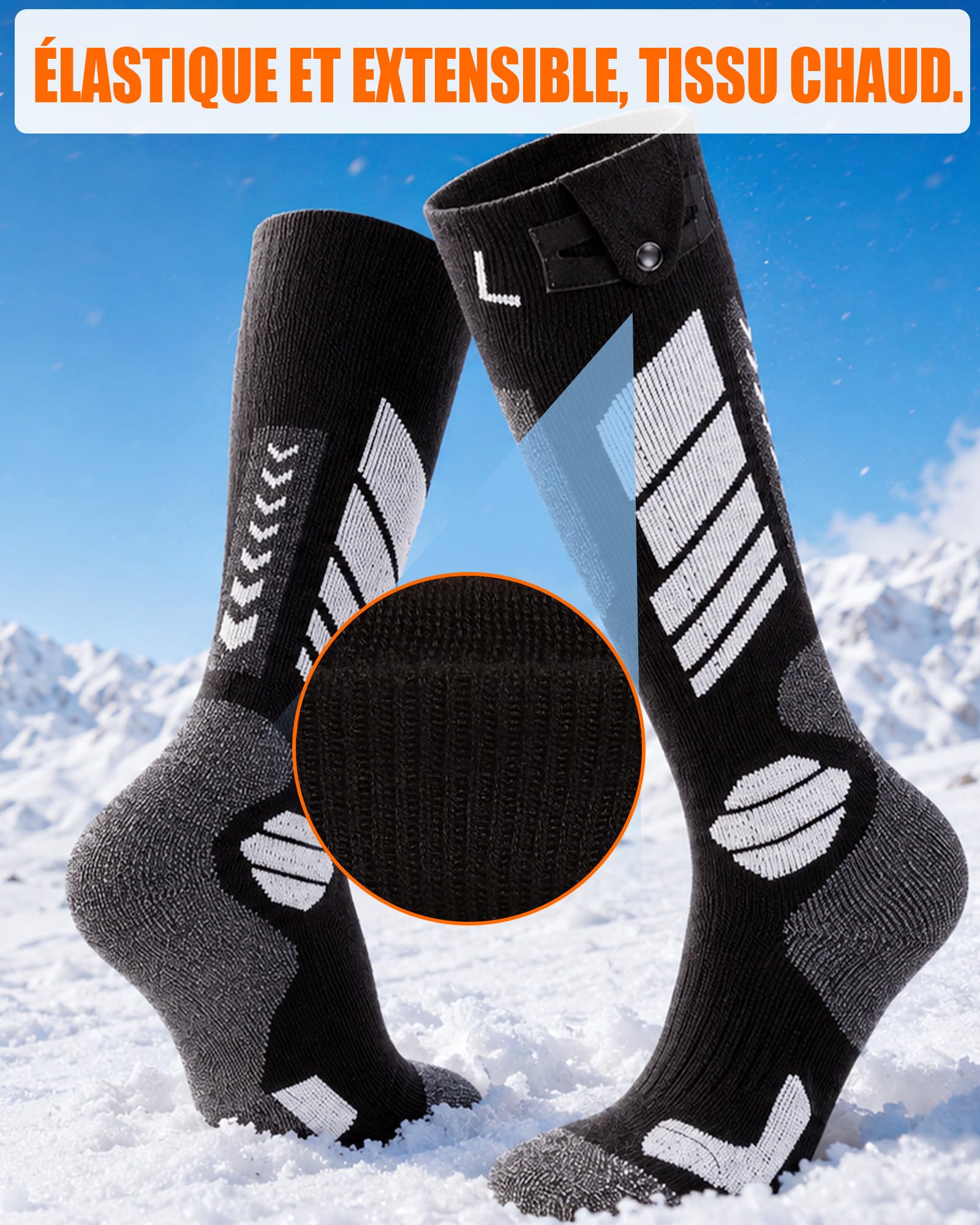 CYCYHEAT Chaussettes Chauffantes Enfant Garçons Filles 5000mAh