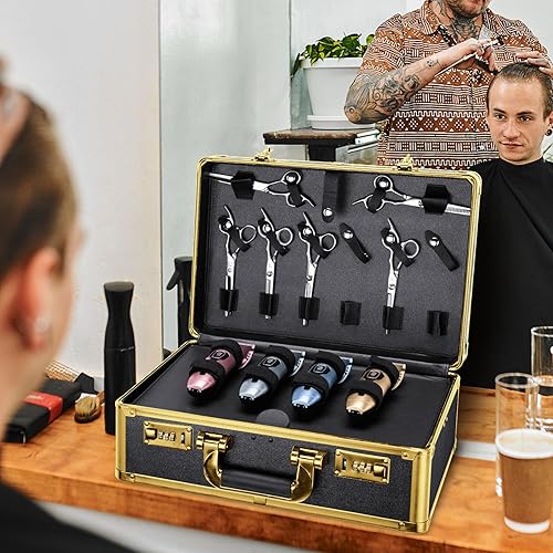 Miniatura 15 de Noverlife Estuche de transporte grande para peluquero con bloqueo de código, caja de herramientas de peluquería de 16 x 11 x 6 pulgadas, estuche