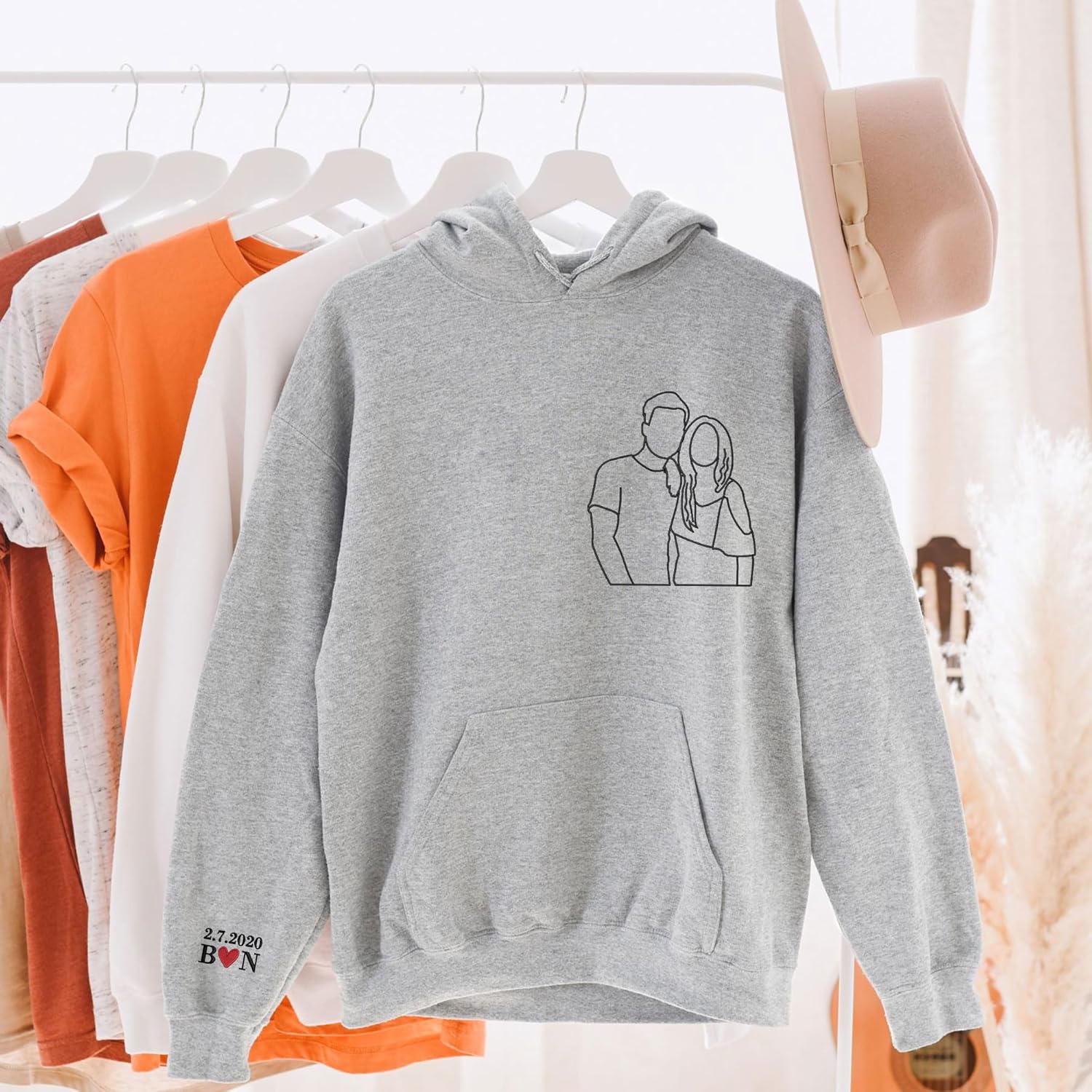 GodLover Custom Couple Embroidered Sweatshirt, Personalized Matching Hoodie, Gift for Valentines, Halloween, Christmas - Image 3