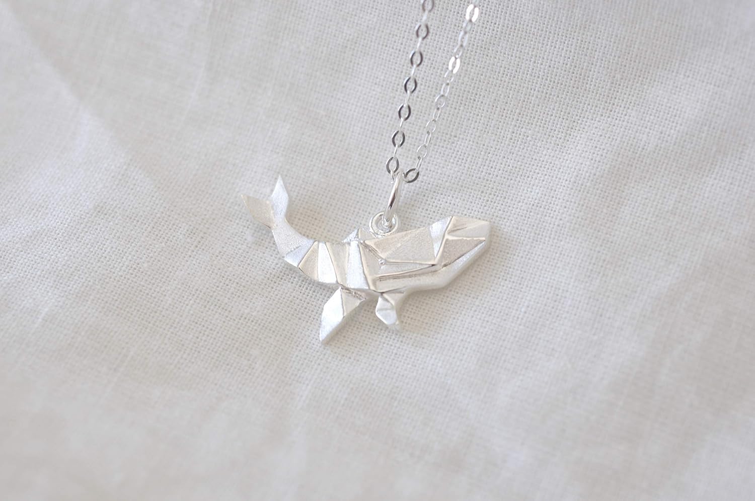 Origami Whale Necklace in Sterling Silver with 16" Chain - Image 8