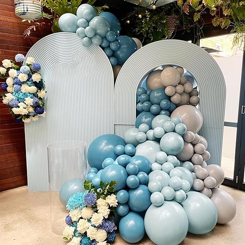 Miniatura 2 de Juego de 164 globos azul polvoriento, kit de guirnalda de arco de globos grises, azules y dorados, para baby shower, cumpleaños, bodas, suministros