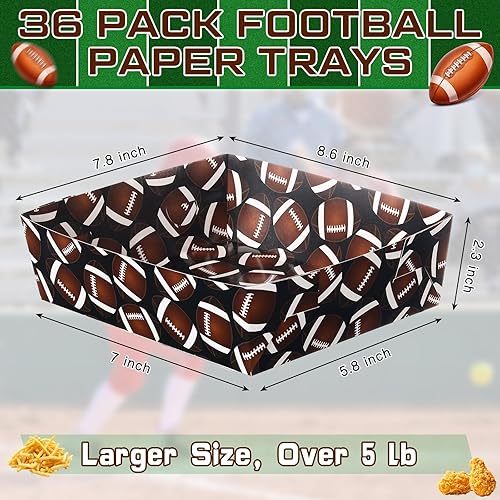 Miniatura 3 de Teling Paquete de 36 platos de fiesta de fútbol de 5 libras, bandeja grande de papel de fútbol para comida, barco, cuenco de fútbol desechable,