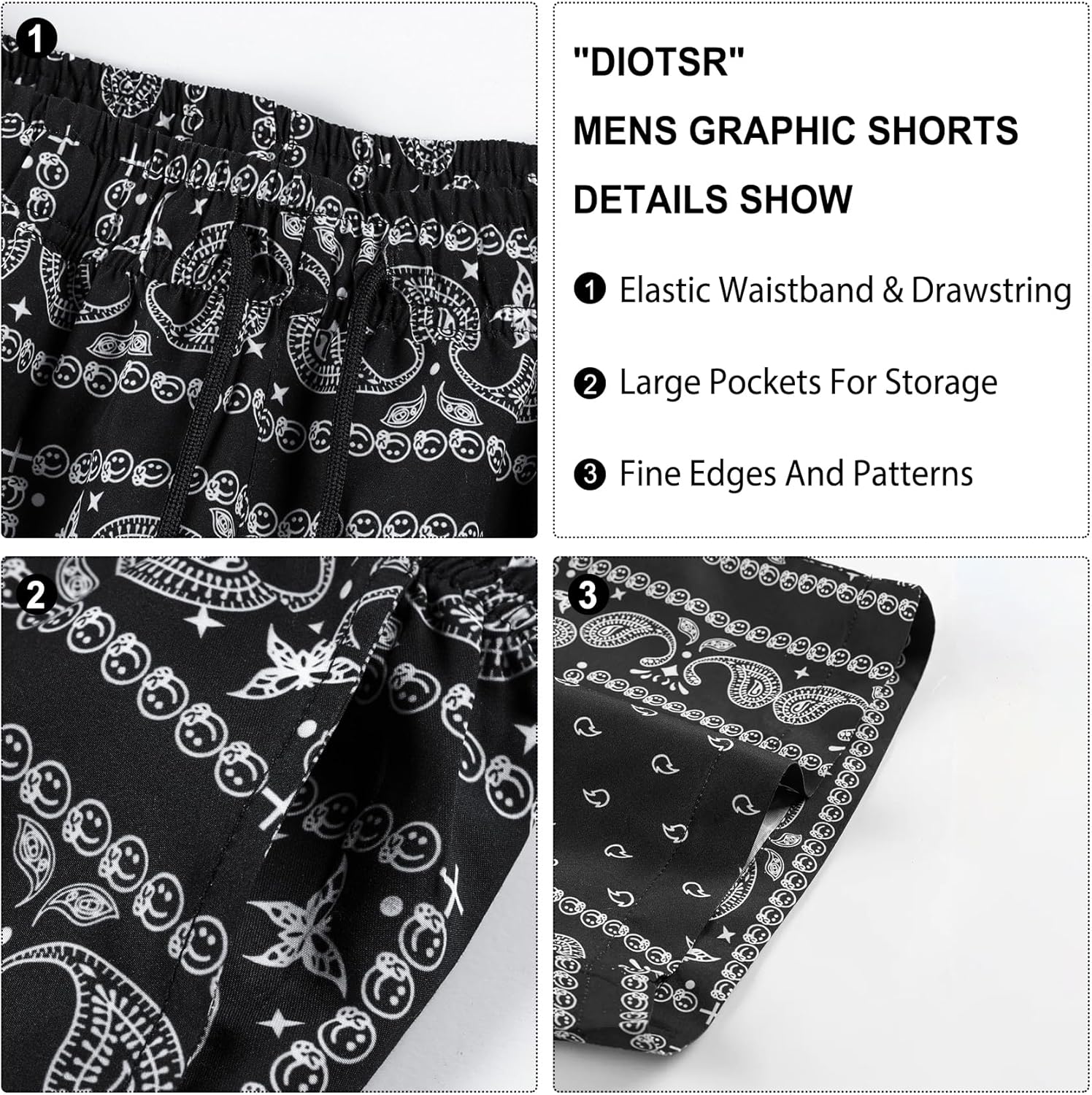 DIOTSR Mens Graphic Shorts Boho Paisley Shorts Athletic Basketball Bandana Shorts Running Streetwear Drawstring Waist - Image 5