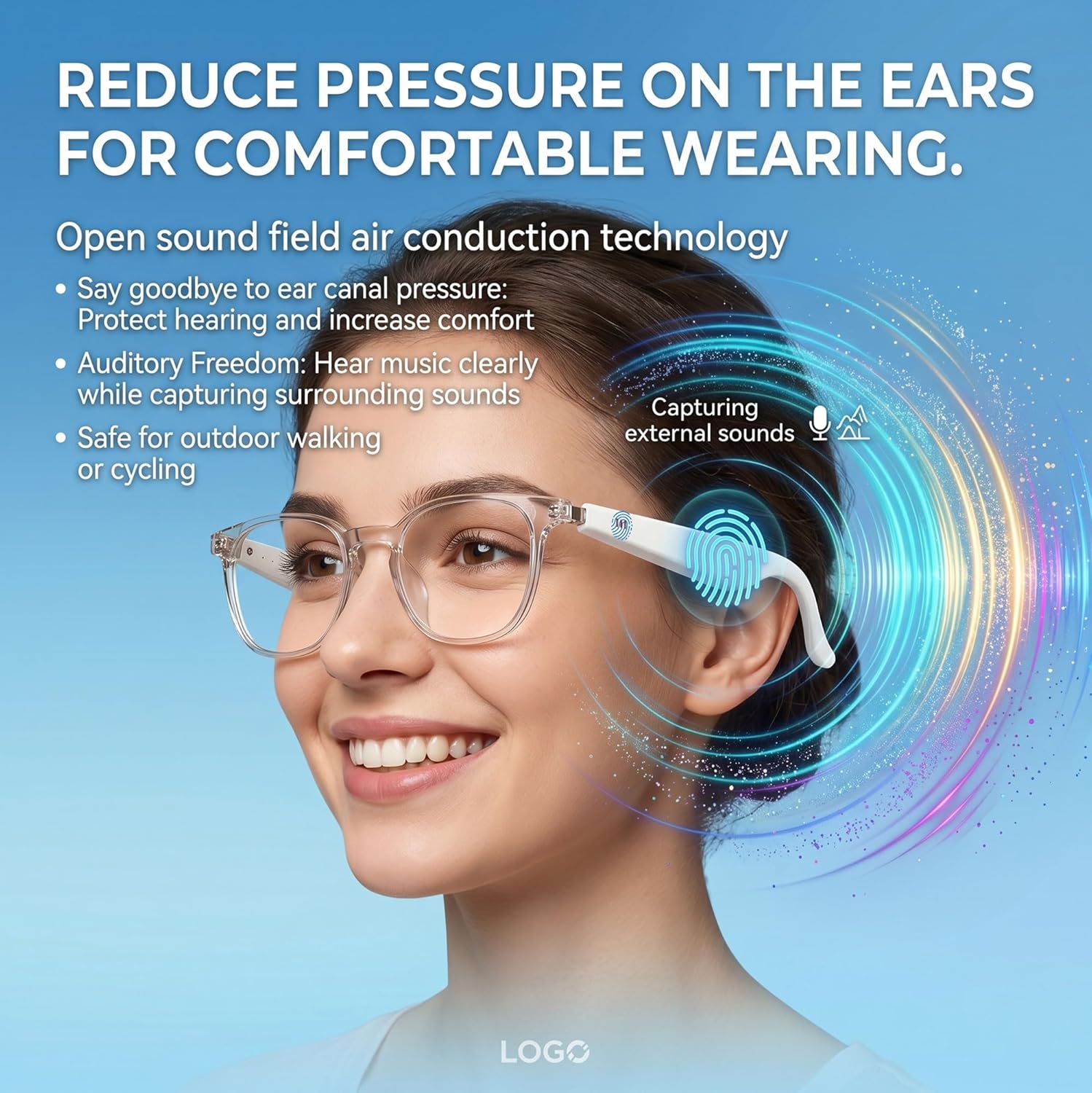 Smart Bluetooth Glasses, AI Voice Translation Eyewear with Integrated Speakers and Microphone, Hands-Free Calling & Music for Sports, Driving and Business, IP65 Rated, Unisex Design