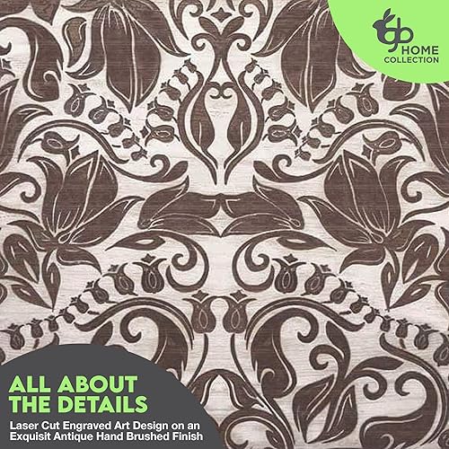 Miniatura 3 de Caja de madera, caja de almacenamiento decorativa con tapa con bisagras, caja rectangular grabada de 6 x 9 pulgadas, caja de recuerdos y baratijas,