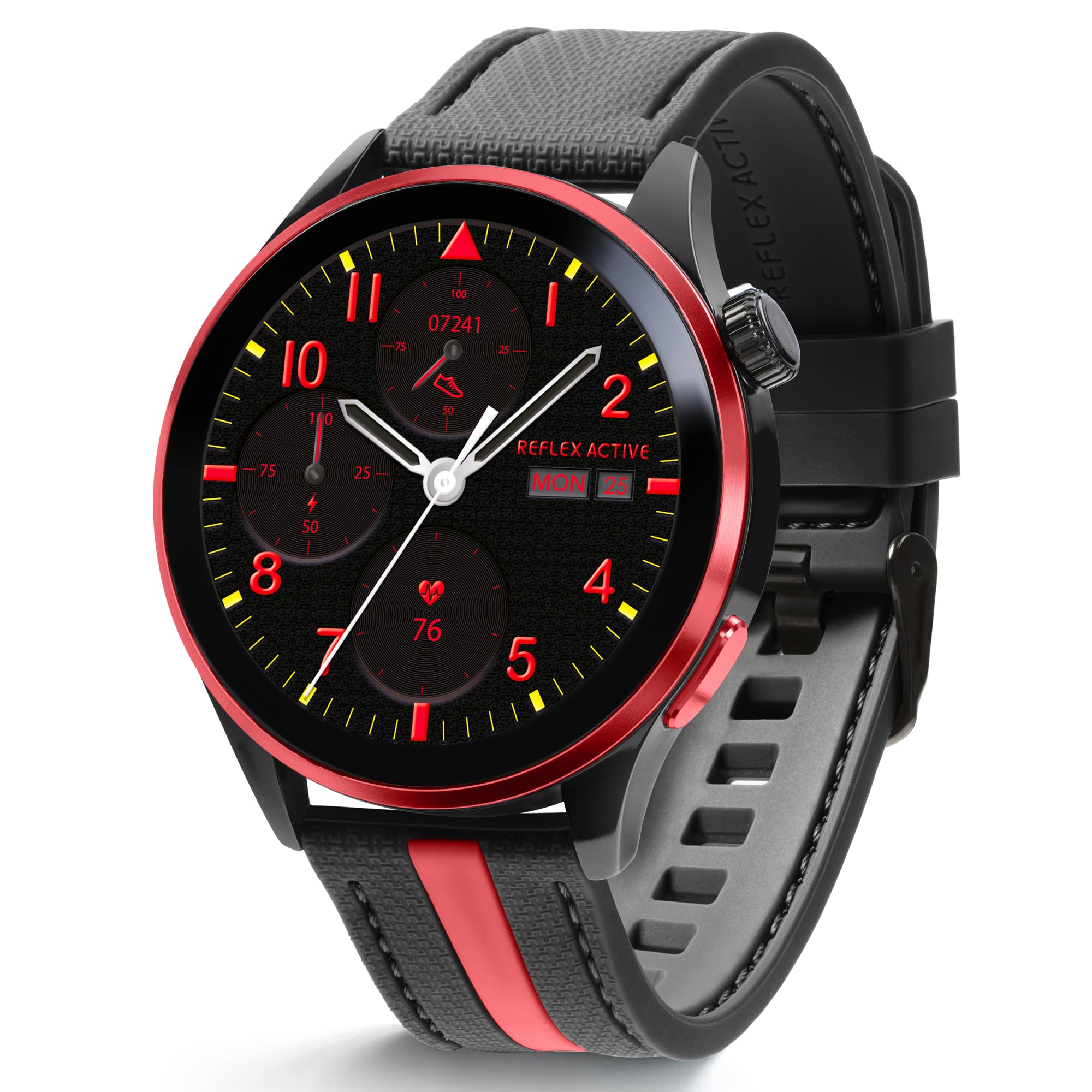 Reflex Active Seria 54 AMOLED GPS czarno-czerwony inteligentny zegarek