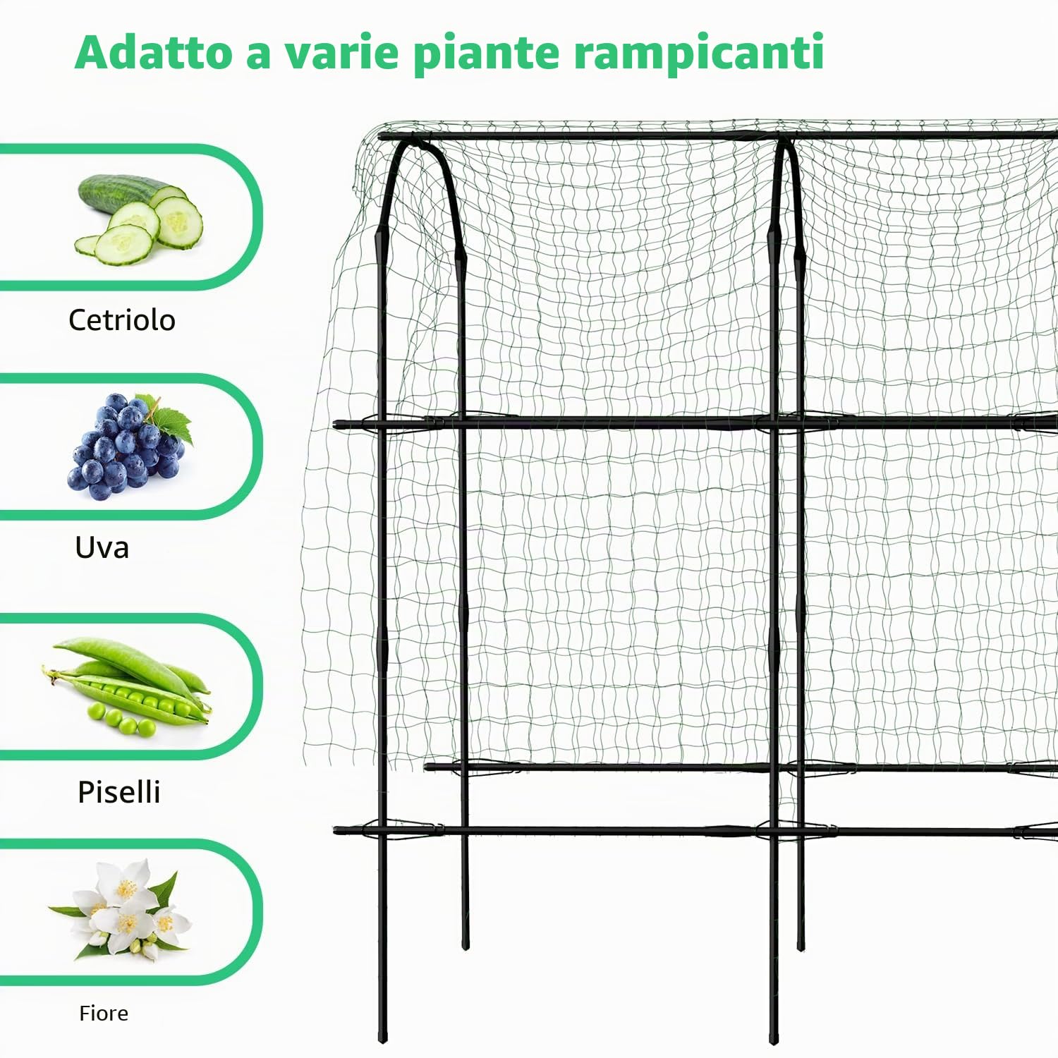 SUNYRISY Grande Supporto per Piante Rampicanti, Arco da Giardino per Piante Rampicanti, 220cm di Altezza in Metallo Rivestimento PE con Rete per Rampicanti, Arco per Piante Rampicanti per Cetrioli