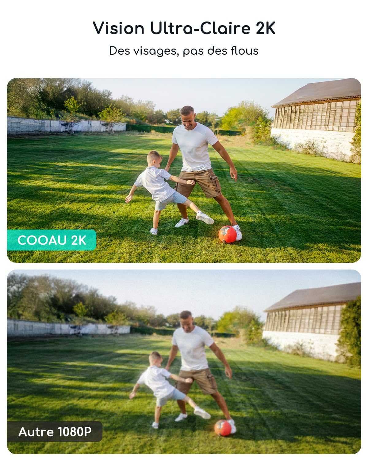 COOAU Caméra Surveillance WiFi Extérieure sans Fil 3MP 360° PTZ, Wi-Fi 6, Détection PIR, IP66