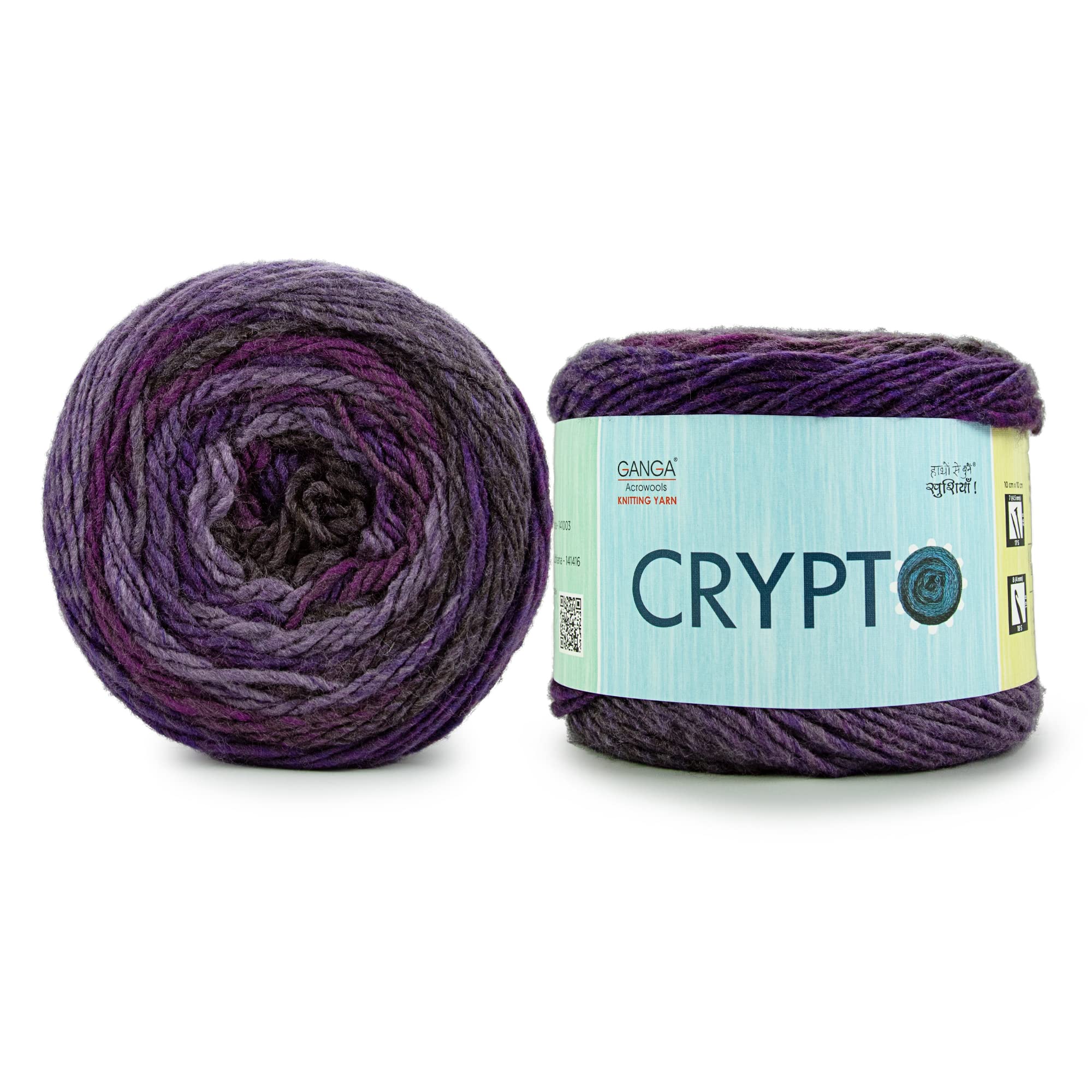 Crypto -100% Acrylic Yarn, Hand Knitting and Crochet Yarn, Pack of 2 Balls - 100Gm Each. Shade No - Ptt5174, Purple