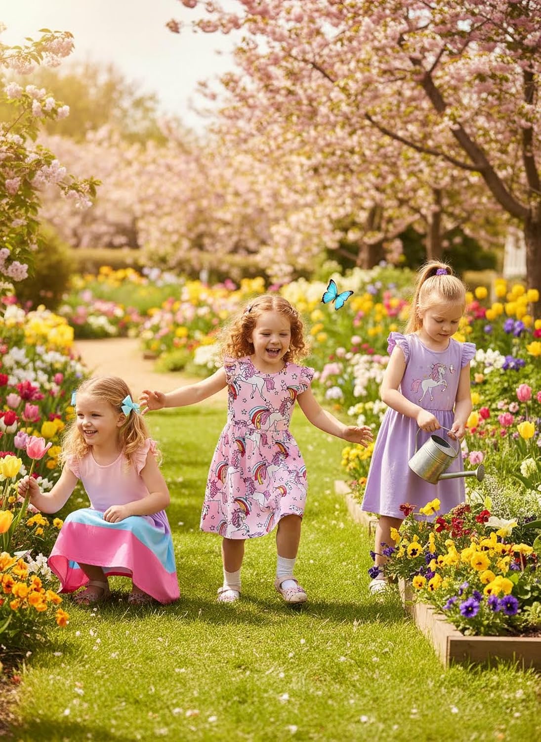 PATPAT 2/3 Pack Toddler Little Girl Ruffle Sleeve Dress Set Summer Twirl Dresses Outfits for Girls - Image 6