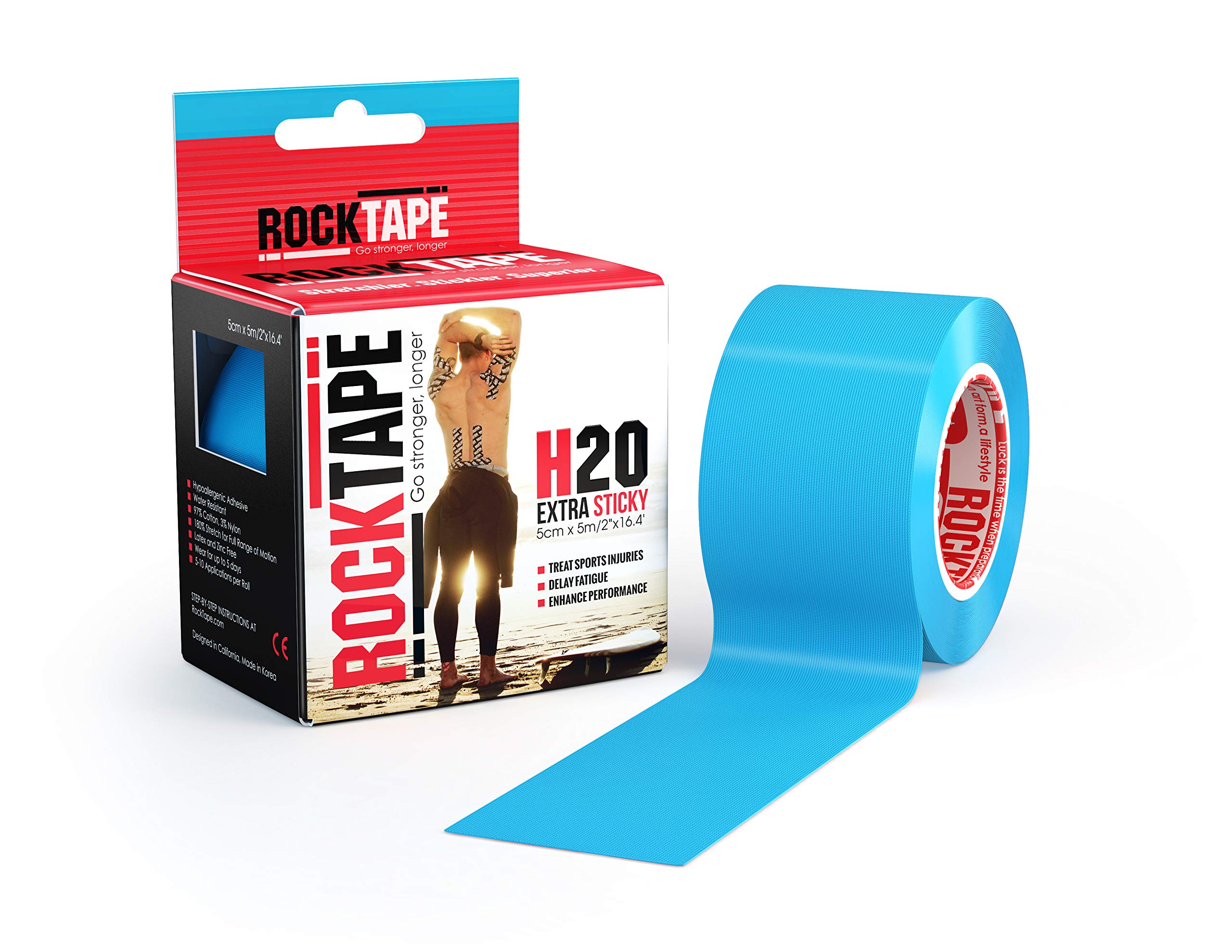 Rocktape Kinesiology Tape for Athletes, Water Resistant, Reduce Pain and Injury Recovery, 180% Elastic Stretch — view 5