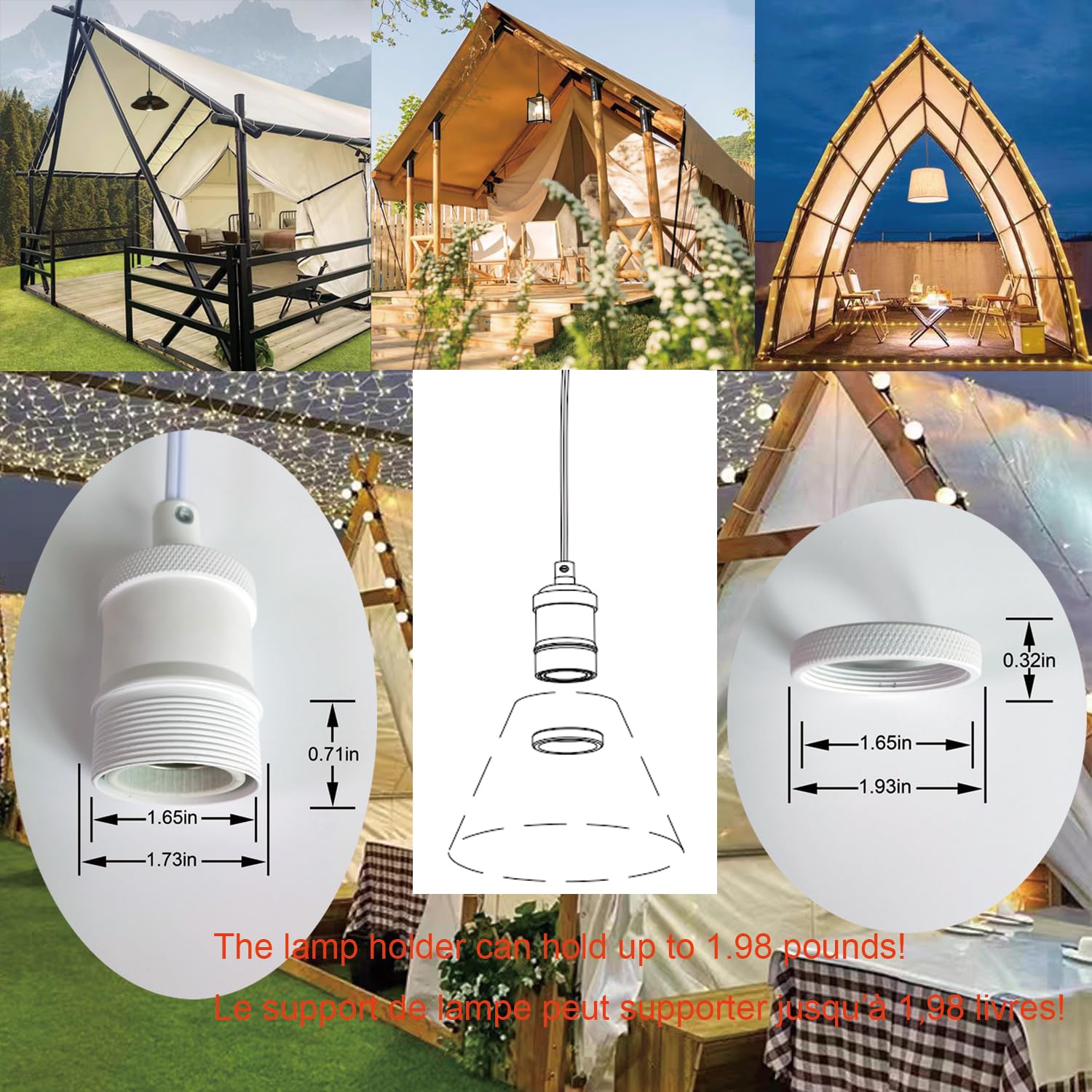 Plug in Pendant Light Kit Hanging Ceiling Lamp 16ft Extension Cable Socket Cord Switch Button Single Bulb E26 Base Fixture Lantern Bedroom Basement Workshop Warehouse Yard Garden