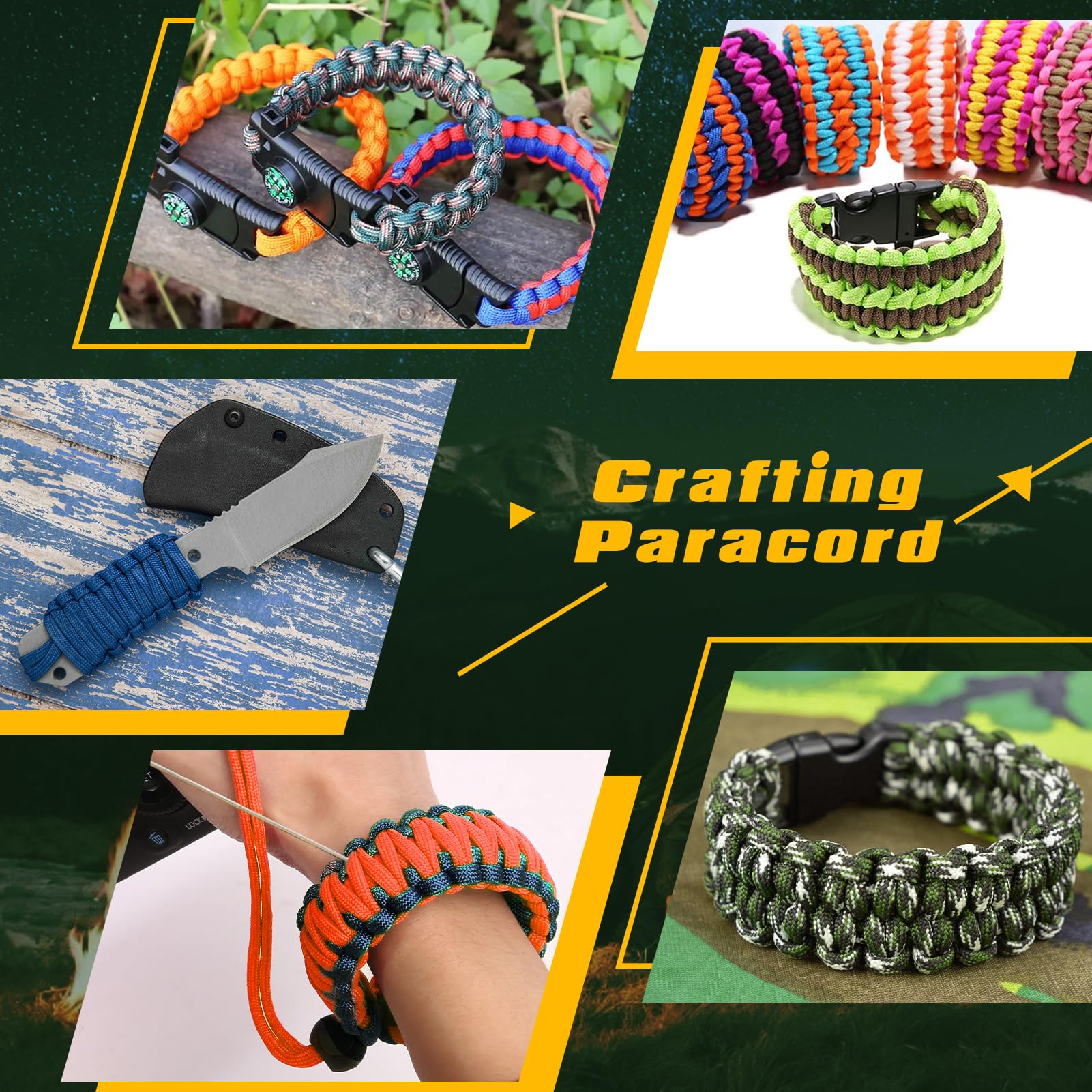 VABNEER Paracord 4 mm, 9 rdzeni, 48 m, zestaw Paracord, 4 rolki typu III, nylonowe sznurki do 295 kg, do bransoletek, breloczków, obroży dla psów, survival, długość całkowita 35 m