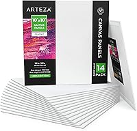 Vista 23 de ARTEZA Paneles de lienzo para pintar, 28 piezas, 5 x 7, 8 x 10, 9 x 12, 11 x 14 pulgadas, algodón, imprimados en yeso, suministros de arte