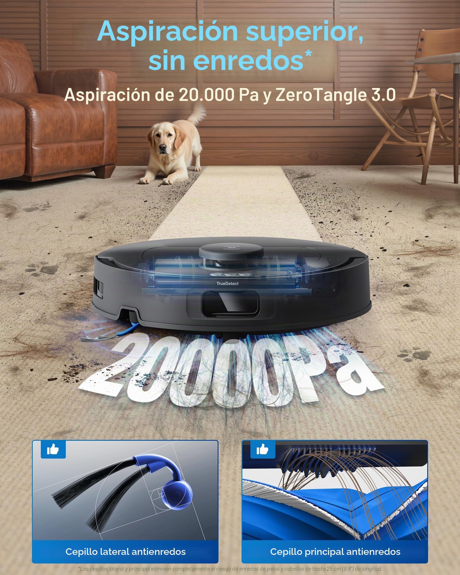 ECOVACS DEEBOT T30e Omni Robot Aspirador y mopa,25,000 Pa | ZeroTangle 3.0, cepillo lateral ARClean, cepillo principal (triple V), estación OMNI, vaciado automático, secado a 45 °C