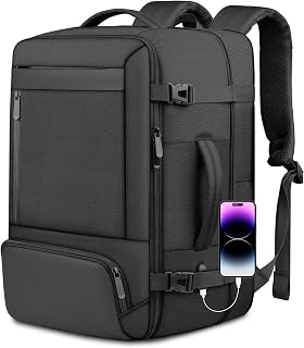 50L Large Travel Backpack for Men, Extra Large Carry On Backpack Airline Approved, Expandable Mens Backpacks Suitcase Luggage Backpack for Travel, 17 Inch Laptop Backpack Gifts for Men/Women, Black