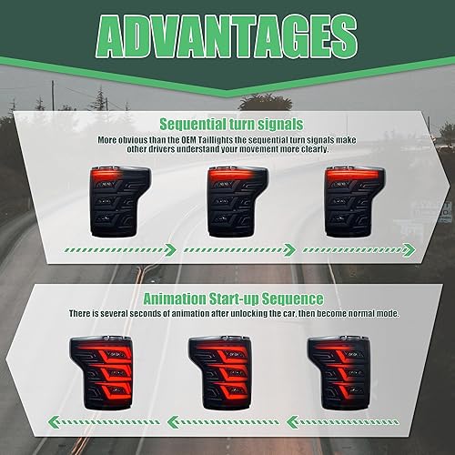 Miniatura 3 de Luces traseras ahumadas compatibles con camioneta F150 de 13 generación 2015-2020 halógenas de fábrica solo con animación con luces de señal