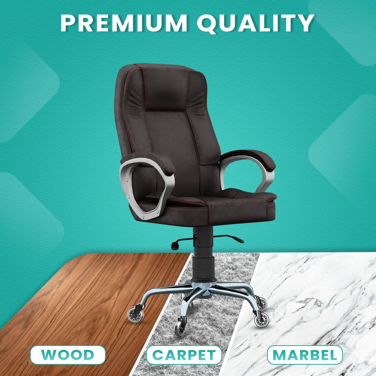 Office Chair Caster Wheels Set of 5 3 inch Heavy-Duty Replacement Rubber Wheels for Desk Gaming Chair are — view 6