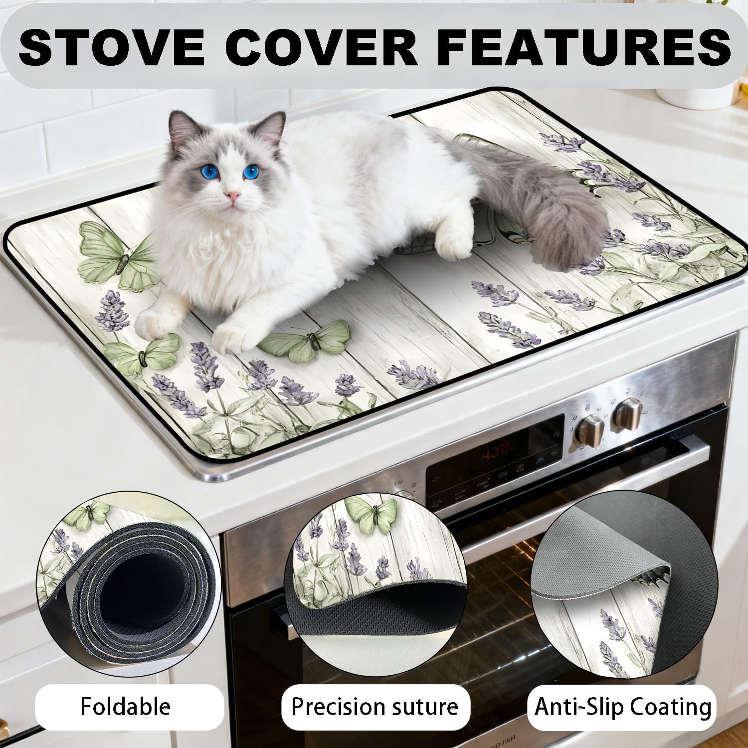 Stove Top Cover for Electric Stove 28" x 20", Heat Resistant Cooktop Cover with Anti-Slip Backing, Scratch Resistant Multi-Purpose Stove Cover, Expands Kitchen Countertop Space