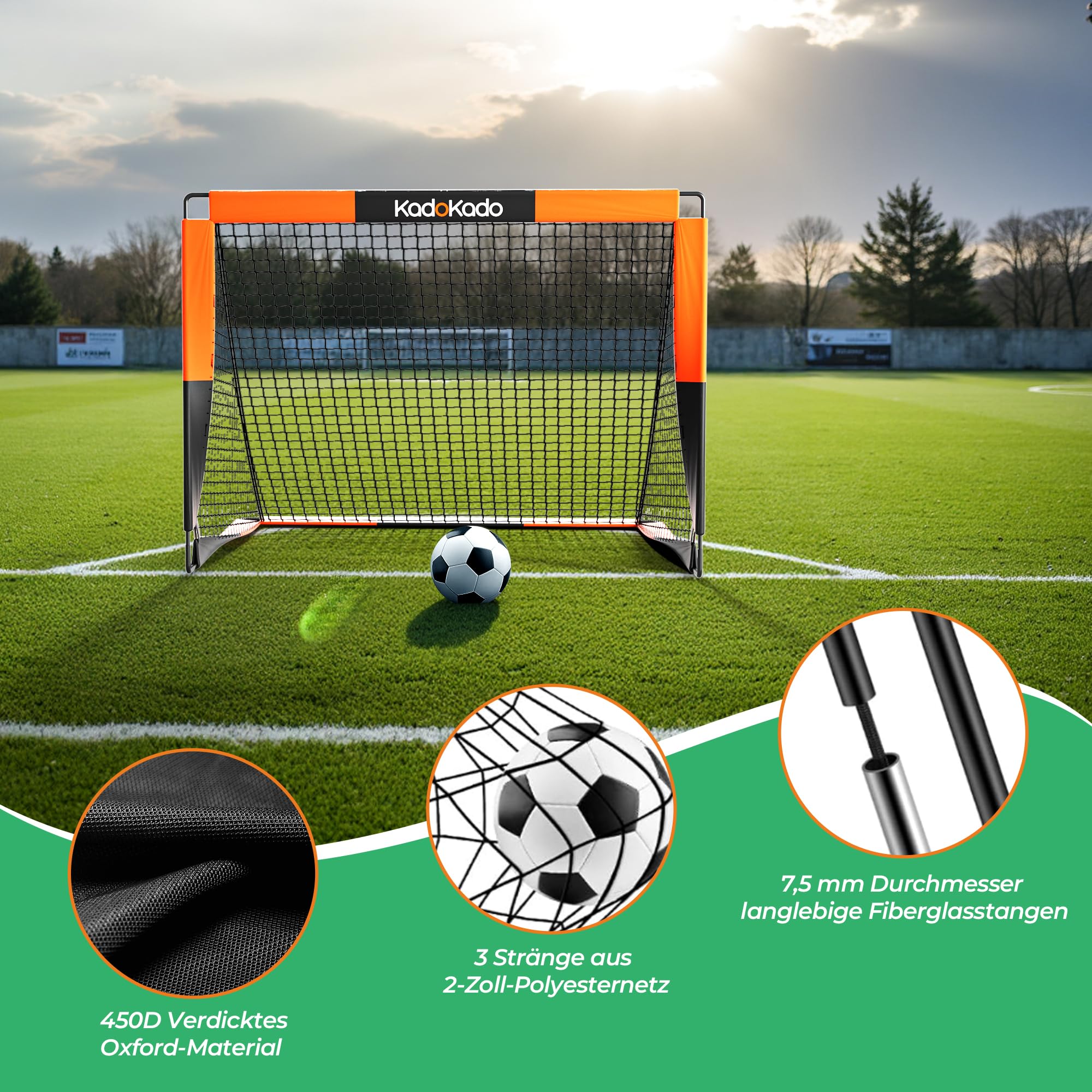Fußballtore Kinder 120x90cm mit Tragetaschen, Fussballtore für Garten Outdoor, Pop-Up Tore mit Fiberglasstangen