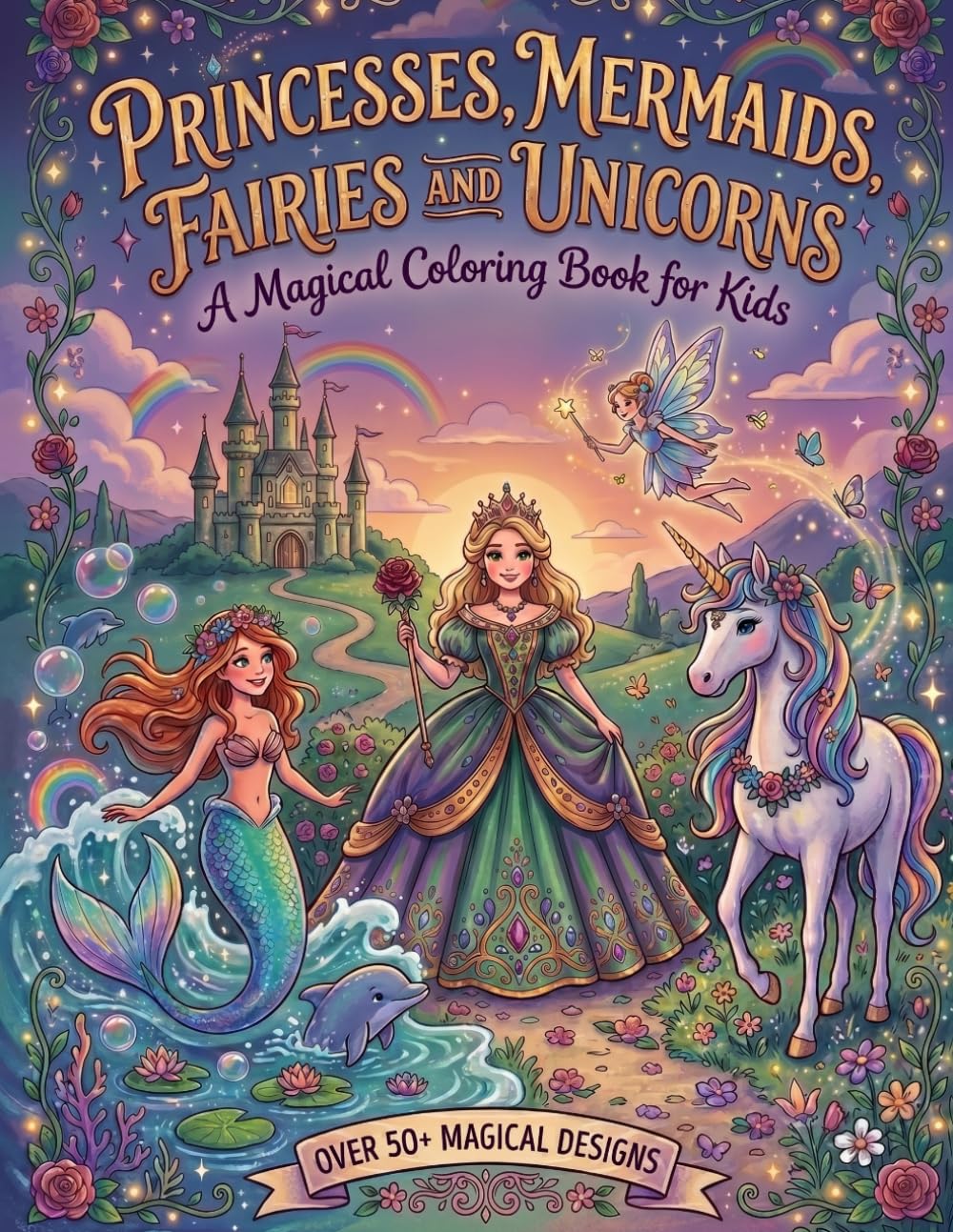 Princesses, Mermaids, Fairies and Unicorns: A Magical Coloring Book for Kids