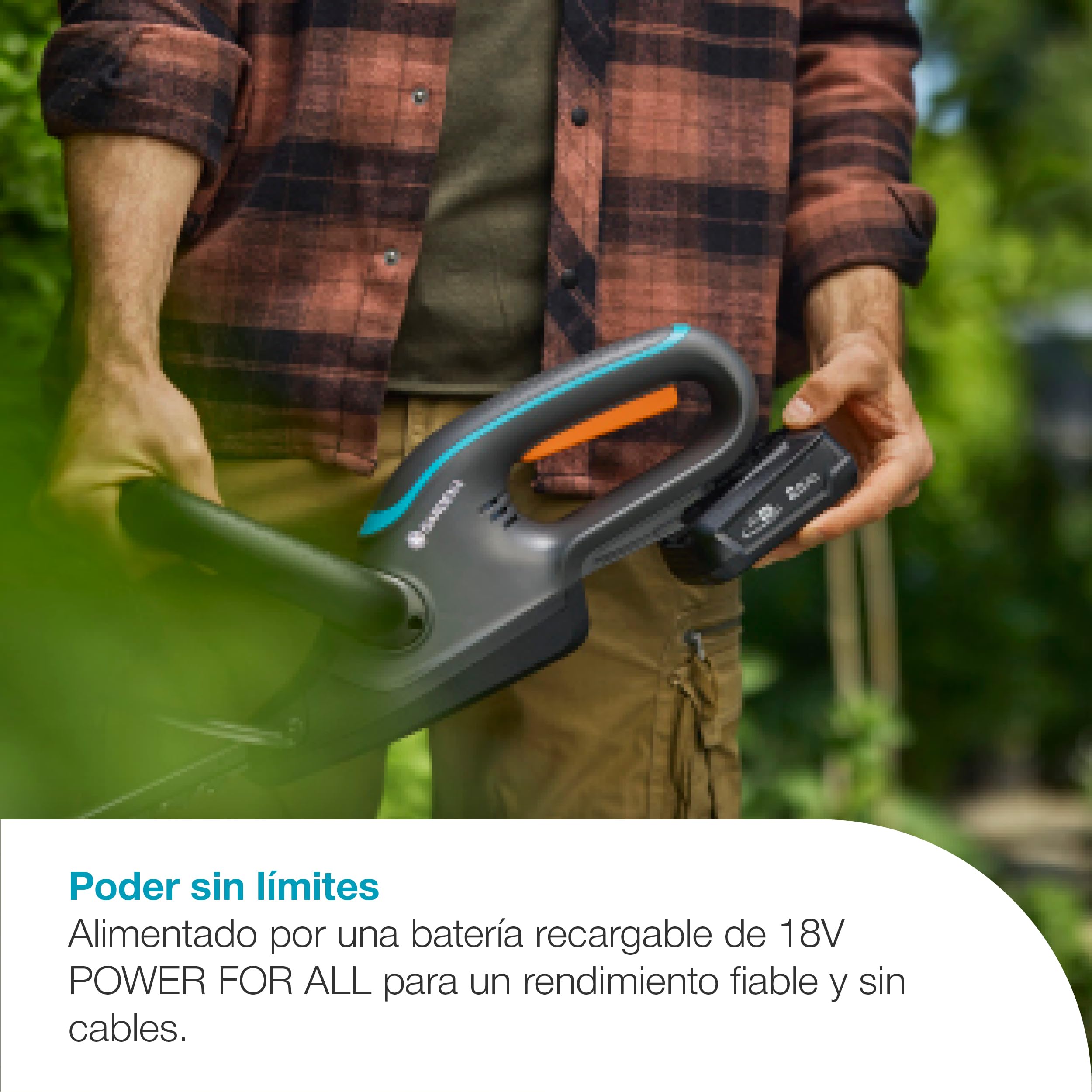 Gardena Cortasetos EasyCut 45/18V P4A Solo: Cuchillas de Doble acción, Protector de Punta de la Cuchilla, Ergonómico, Almacenamiento fácil, Sin Cable (14734-55)