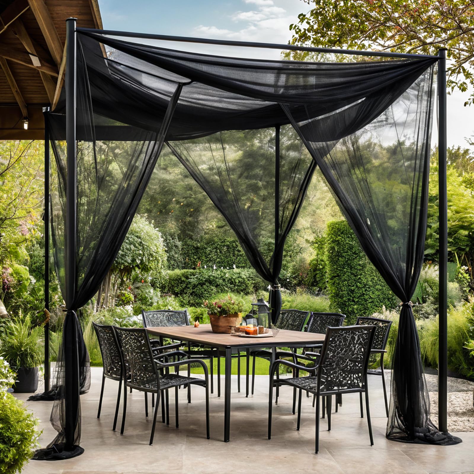 Moskitonetz Meterware Insektenschutznetz Feinmaschiges Netz Insektennetz für Outdoor Terrasse, Balkon, Pavillon, Camping- Gegen Insekten Mücke Fliege Vogel(Schwarz, 3m X 10m)
