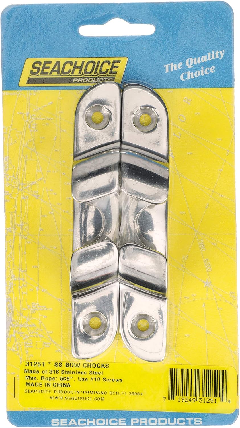 Seachoice 31251 Bow Chocks - Polished 316 Stainless Steel - 4-3/4 Inches Long - Accept Up to 5/8 Inch Line - Pack of 2 : Boating Cleats And Chocks : Sports & Outdoors