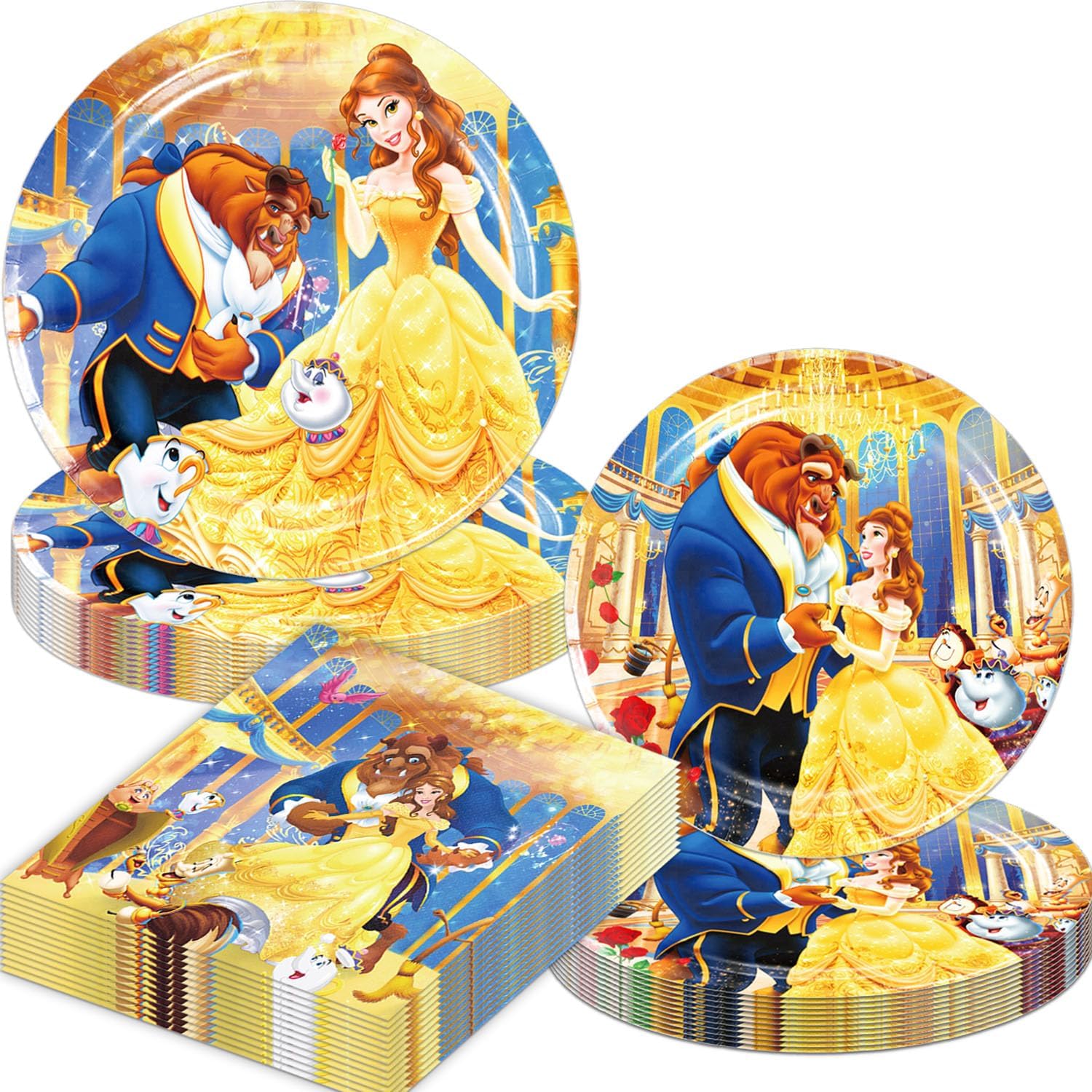 HYOUNINGF Beauty and the Beast Plates and Napkins Set