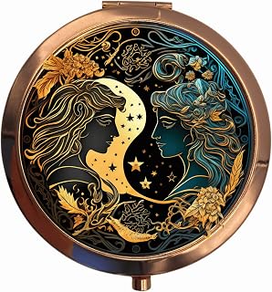 ZODIAC MIRROR COMPACT | Personalized Mirror With Your Horoscope| Astrology | Zodiac Sign | Gift | Birthday | Double Mirror | Birth Chart (Gold, Taurus)