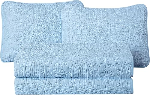 Vista 86 de Chezmoi Collection Austin - Juego de colcha tamaño Queen de 3 piezas Pinsonic acolchada de gran tamaño, tamaño Queen, terracota