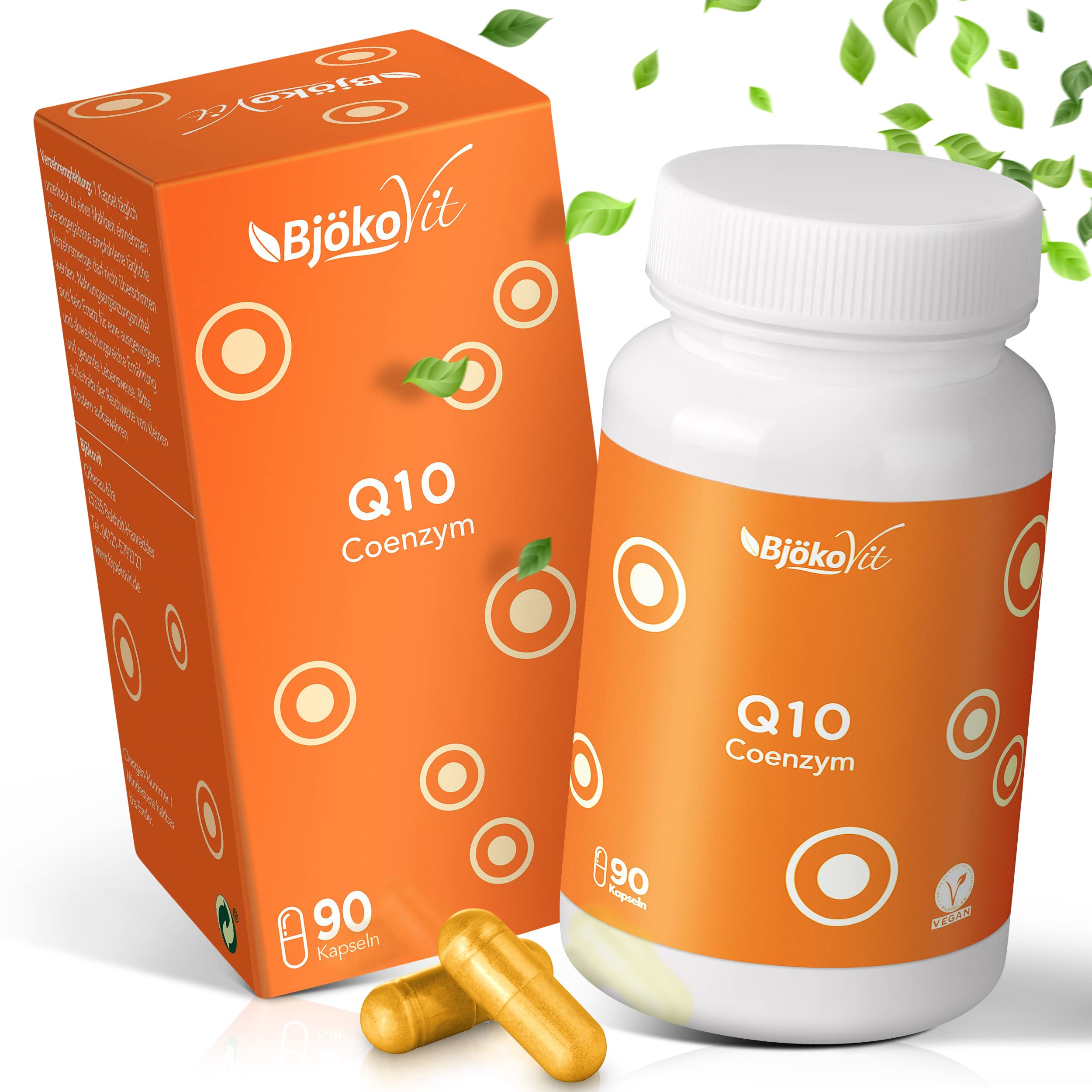 Coenzym Q10 – 100 mg pro Kapsel, 90 vegane Kapseln, 3 Monate Vorrat, pflanzenbasierte Kapselhülle und Verpackung