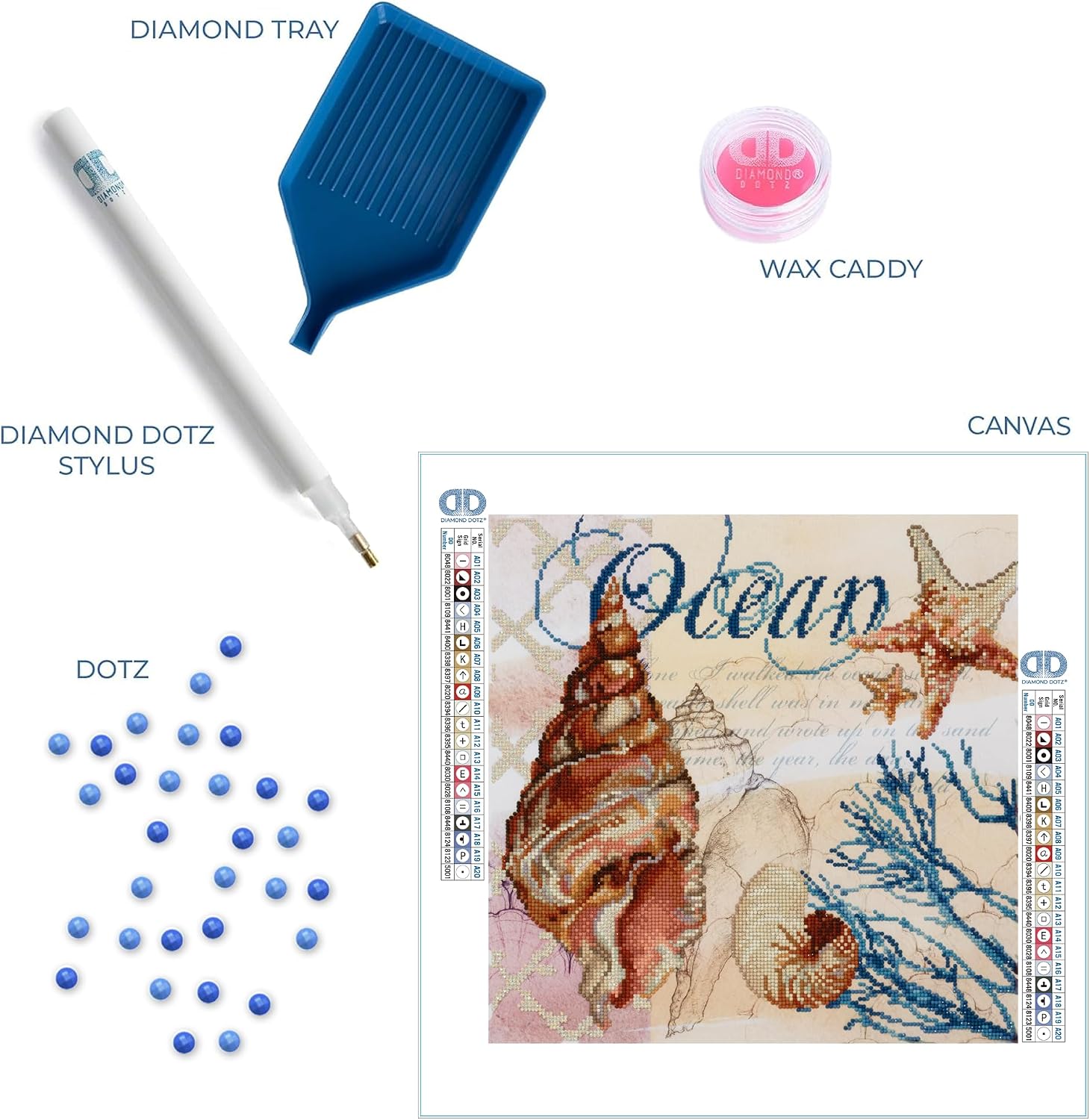 DIAMOND DOTZ at Home Ocean Sparkle Diamond Painting Kits for Adults - Diamond Art Kits a Relaxing Creative Craft Kit with Dotz Gems 19x19