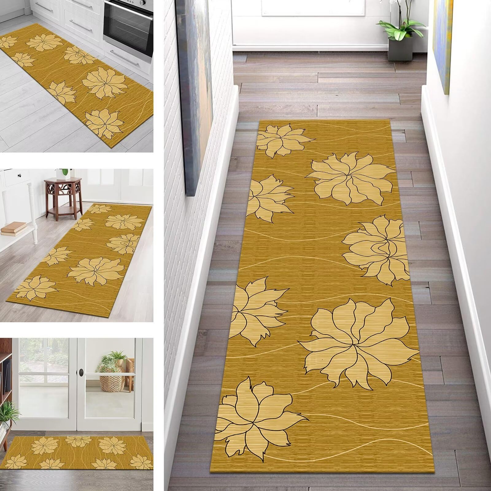 Tapijtloper Vloerkleed Anti-slip Keukentapijt Tapijten Wasbaar Woonkamer Slaapkamer per meter Haltapijt 80X200CM Bruin Abstract Keukenloper Tapijt Deurmatten Gangpad Lopers Polyester Badmatten