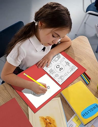 Miniatura 3 de Carpetas SUNEE con bolsillos (paquete de 25, rojo), 2 carpetas con bolsillos para papel tamaño carta, carpeta de archivos de papel para la escuela,