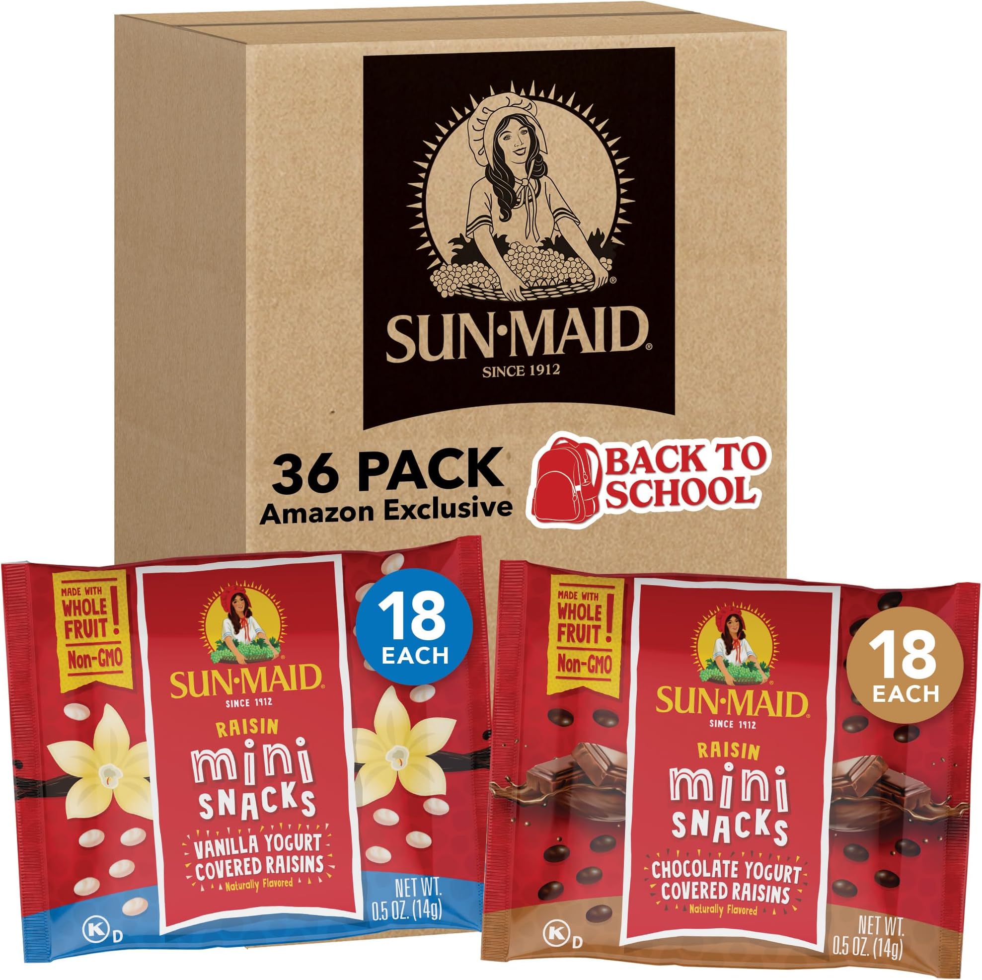 Sun-Maid Vanilla & Chocolate Yogurt Coated Raisins Variety Pack - (36 Pack) 0...